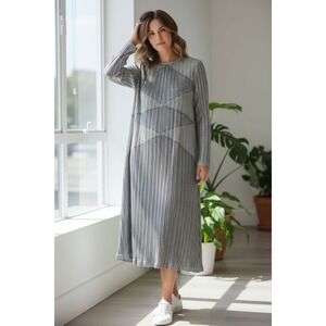 80s Vintage Morton Myles For The Warrens Sz 10 Silver Lame‎ Dress USA EUC